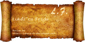 Lukács Frida névjegykártya